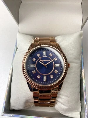 £35 • Buy Juicy Couture Luxury Womens Watch Rose Gold Blue Diamonds 