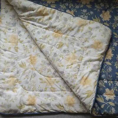 FADED Laura Ashley Emilie Queen Yellow Blue Floral Reversible Comforter 2 Shams  • $39.90