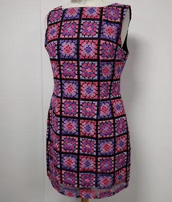 LYDC London Size UK 12 Multicoloured Floral Crochet Style Knee Length Dress • £12