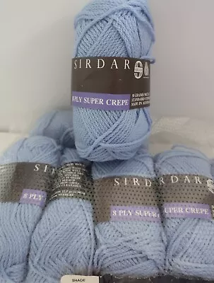 Vintage SIRDAR Pure New Wool KNITTING YARN Super Crepe 8 Ply Mid BLUE • $5.95