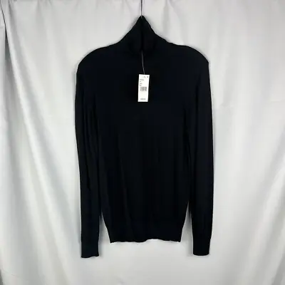 $328 Saks Fifth Avenue 100% Cashmere Turtleneck Sweater Black Size S • $65.43