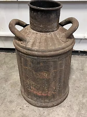 Antique Rustic Milk Jug W/Handles Ribbed Body Eagle Emblem On Front • $35