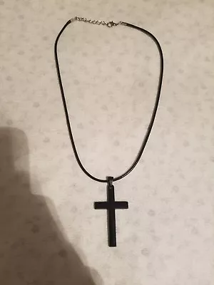  Cross Pendant Stainless Steel Titanium Necklace Mens Womens Black NEWDog Tag. • $9.99