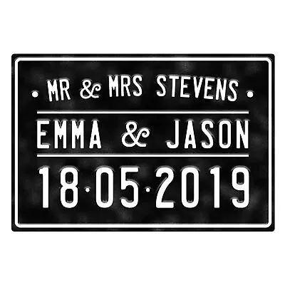 Personalised Wedding Metal Mr And Mrs Sign - Vintage Car Number Plate 300x200mm • £12.99