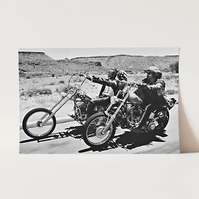 Easy Rider 1960s Movie Motorcycle Black And White Wall Art Poster Print • $44