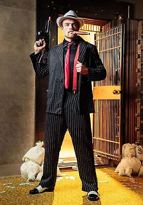 Mob Boss Gangster 20's Mafia Man Suit Fancy Dress Up Halloween Adult Costume • $74.95