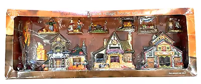 Holiday Time Thanksgiving Village House Set The Pumpkin Place NOS 10-Pc Lighted • £216.84