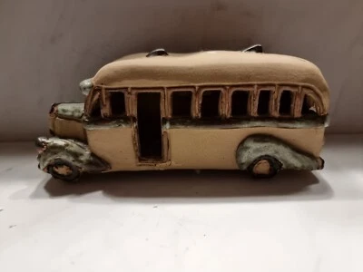 £14.95 • Buy USA School Bus Pottery Ornament Classroom Student Teacher  HANDMADE