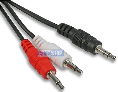 3.5mm STEREO Jack Plug To 2 X MONO Jack Plugs SPLITTER Converter Cable Lead 1m • £3.77