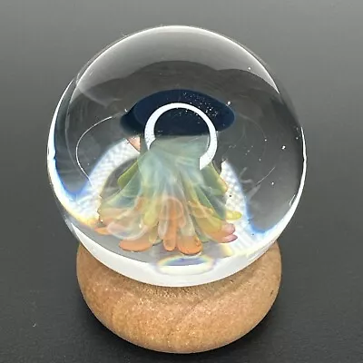 Contemporary Art Glass Marble 1.59  Jellyfish Implosion Handmade Boro MIB Orb • $46.79