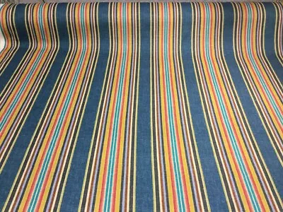 Linwood Curtain Fabric ‘club Stripe’ 1m Multi Colourway - Linen Blend - Striped • £14.50