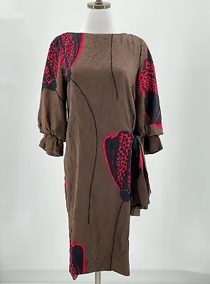 Mignon Dorothy Farbo Womens Vintage 80s Brown Animal Print Silk Shift Dress • $39