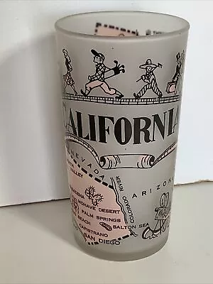 Vintage Pink CALIFORNIA State Frosted Glass HAZEL ATLAS With Map And Graphics • $16.99