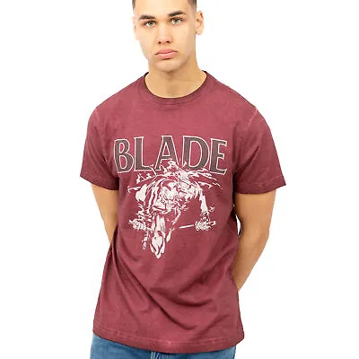 Official Marvel Mens Blade Strike T-shirt Vintage Burgundy S-XXL • £10.49