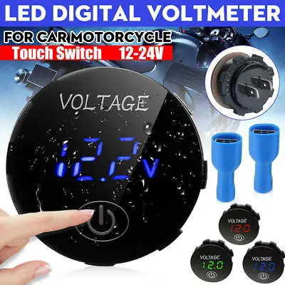 12-24V LED Digital Voltmeter Volt Meter Touch Switch Car Battery Voltage Gauge • £5.87