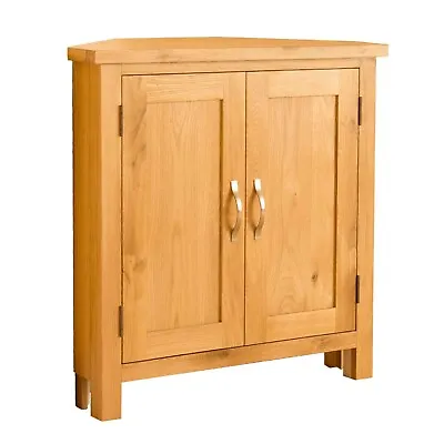 Oak Corner Cupboard 2 Door Storage Unit Newlyn Solid Wood Living Room Furniture • £189.95