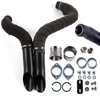 2  LAF Exhaust Pipes W/ Torque Cone For Harley Sportster Softail Black Wrapped • $169.99