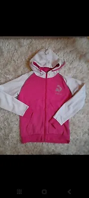 Le Coq Sportif Pink And White Zip Through Hooded Sweatshirt S Age 13-14 • £0.99
