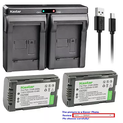 Kastar Battery Dual USB Charger For Panasonic CGR-D08 NV-MX7DEN NV-MX300 NV-GS3 • $10.99