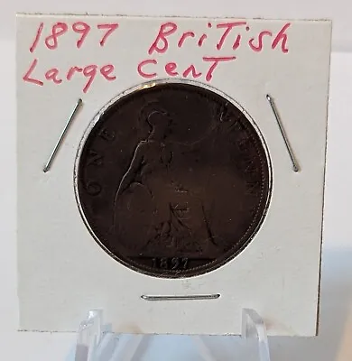 1897 Great Britain GB Large Penny Queen Victoria Bronze UK One Cent Coin • $2.99