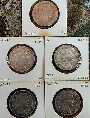 Latvia Silver Coins (5) 5 Lati 19293132 • $275