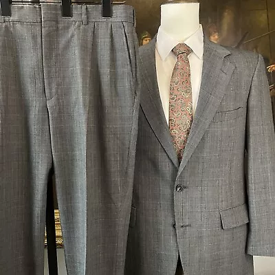 VTG Hardwick 40R 36 X 30 USA MADE 2Pc Gray Glen Check Wool All Season 2Btn Suit • $99.98