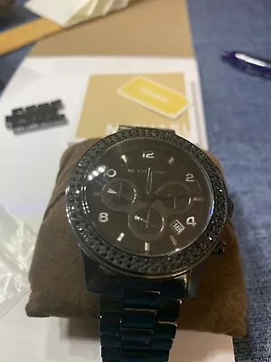 Michael Kors Mk-5360 Black-out Unisex Gemmed Chronograph • $125