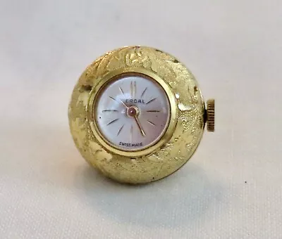 Perdal Swiss Mechanical Mid Century Gold Tone Pendant Ball Orb Watch • $18