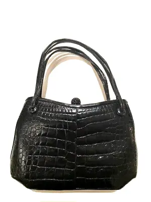 Vintage Judith Leiber Black Alligator Skin Bag • $500