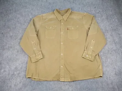 Levis Shirt Mens 2XL XXL Kahki Safari Shacket Button Up Western Frontier VTG Y2K • $22.49