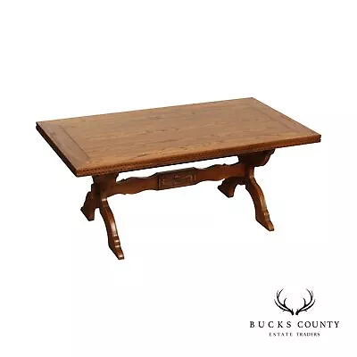 Romweber Viking Oak Draw-Leaf Trestle Dining Table • $1895