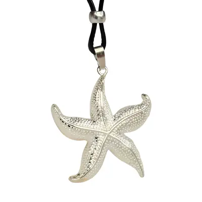 Starfish Necklace Silver Plated Pendant Beaded Cord Sea Nautical Uk Jewellery • £7.95