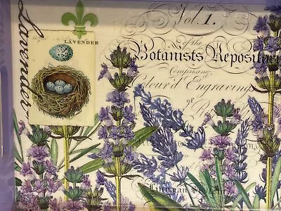 Michel Design Works Decoupage Wooden  Serving Tray Spring Lavender Bird 12” X 8” • $29