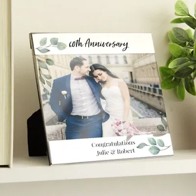 Personalised 60th Wedding Anniversary Botanical 6x4 Photo Frame Diamond Wedding • £18.99