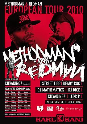 METHODMAN & REDMAN EUROPEAN 2010 CONCERT TOUR POSTER - Wu-Tang Clan Def Squad • $17.41
