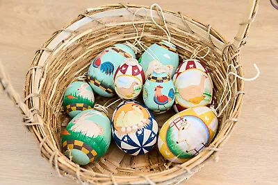 Vintage Hand Painted Hanging Easter Eggs - Gorgeous Decor - Rare & Special! • $37