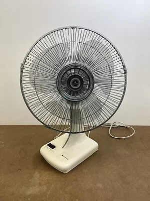 Vintage Sanyo 3 Speed Oscillating Desk Fan 14  Translucent Gray Blade Table • $29.99