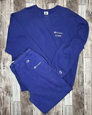 $149.90 • Buy VTG 90s Champion Athletic Apparel Sweat Suit Sweatshirt & Pants Navy Blue Sz L