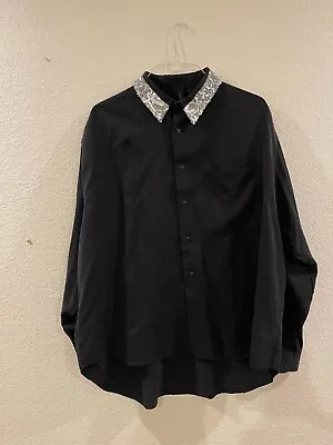 Heart & Dagger Drapey Men Shirt With Sequin Collar Size L Pre Owned • $18.50