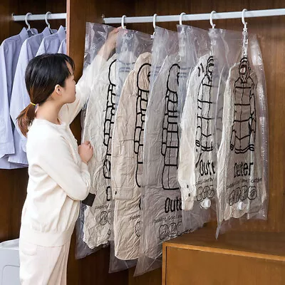 $10.22 • Buy Vacuum Compression Bag Clothing Hook Hanging Clothing Storage Organizing Bag New