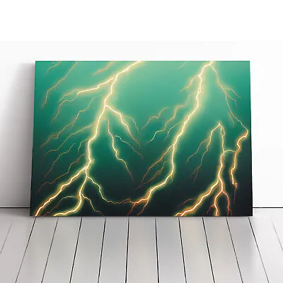 Ideal Lightning Bolt Canvas Wall Art Print Framed Picture Home Decor Living Room • £29.95