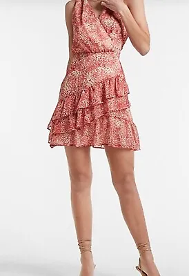 EXPRESS Paisley Ruffle Lined Mini Dress Size Medium • $11.24