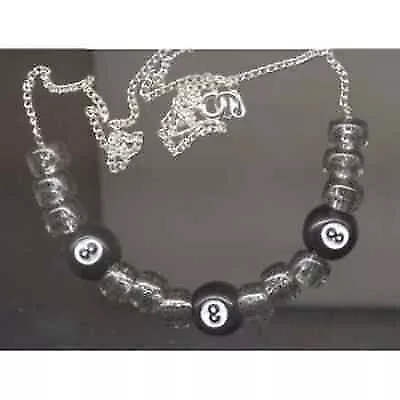 Lucky Funky EIGHT 8-BALL NECKLACE-Retro Pool Billiards Game Bead Costume Jewelry • $7.99
