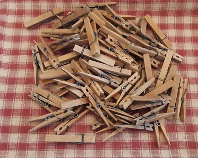 Lot Of 70+ Vintage Wooden Spring Clip Clothes Pins/ Maine Farmhouse • $9.99