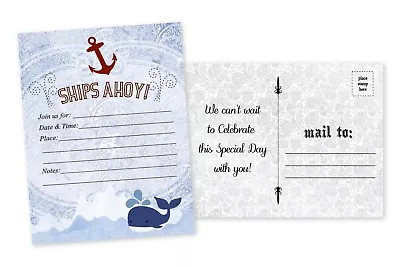 20 Whale Baby Shower Invitations Nautical Red Blue Anchor Shower Invites • $16.70