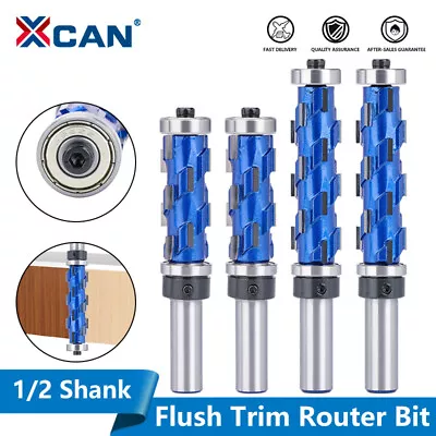 1/2'' Shank Flush Trim Router Bit Compression Milling Cutter Top Bottom Bearing • $22.54