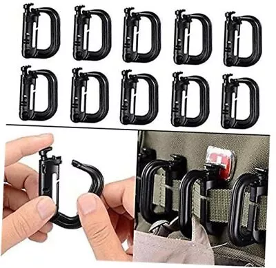  10 Pack Multipurpose D-Ring Grimlock Locking For Molle Webbing With Black • $17.07