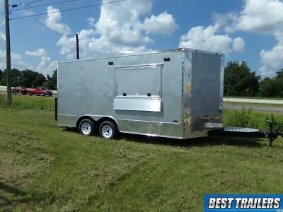 8 X 16 Enclosed Concession Trailer Vending Cargo Silverwindow W Sinks Finished • $22995