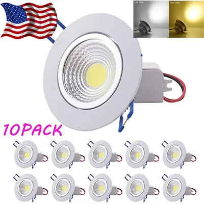 10Pcs Dimmable Recessed LED Ceiling Light COB Downlight Spotlight With Drivers • $39.61