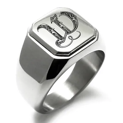 Stainless Steel Monogram Royal Initial W Mens Square Biker Style Signet Ring • $15